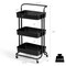 3-Tier Multi-Purpose Vertical Utility Cart with Smooth Casters Ample Storage and Drainage Design